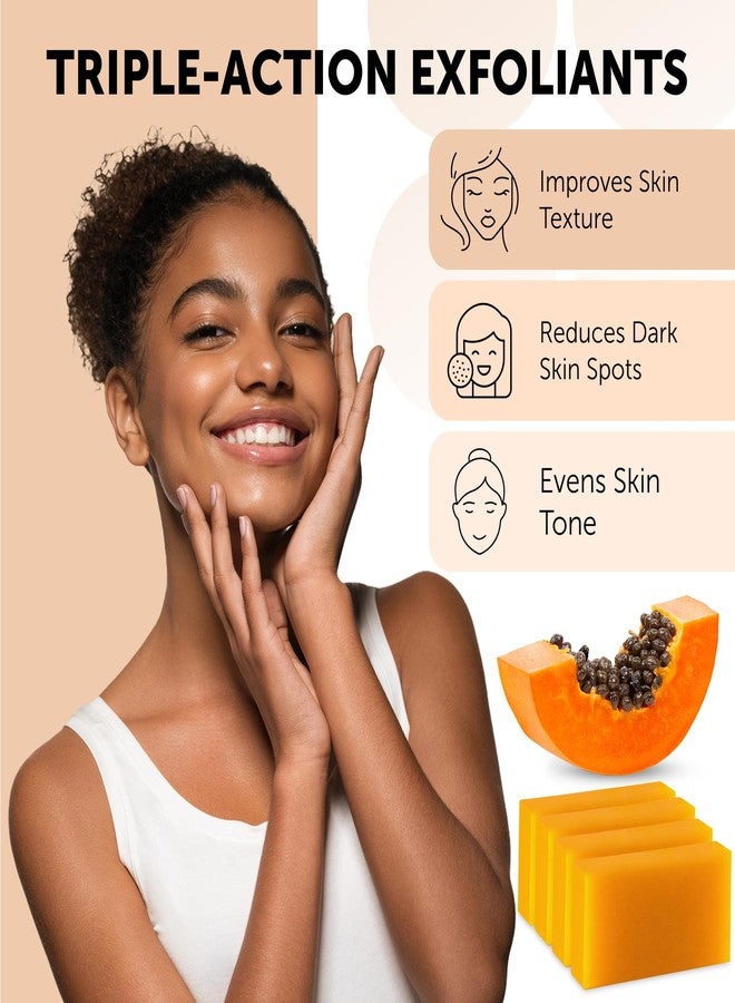 VALITIC Papaya and Turmeric Kojic Acid Soap Bar - Dark Spot Corrector Skin Care Cleansing Bar - Infused with Vitamin C, Hyaluronic Acid, Collagen, Retinol, Olive Oil - 4 Pack - Image 2